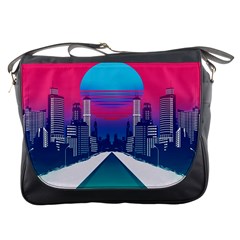 Retro Cityscape Artist Artwork Digital Art Messenger Bag by uniart180623