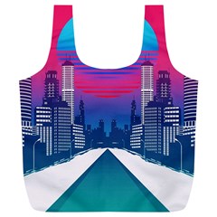 Retro Cityscape Artist Artwork Digital Art Full Print Recycle Bag (xl) by uniart180623