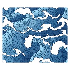 Waves Aesthetics Illustration Japanese Premium Plush Fleece Blanket (small) by uniart180623