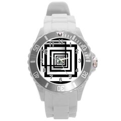 Squares Concept Design Raining Round Plastic Sport Watch (L)