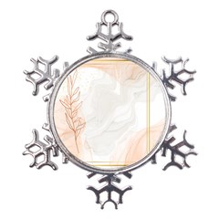 Leaves Marble Frame Background Metal Large Snowflake Ornament by uniart180623