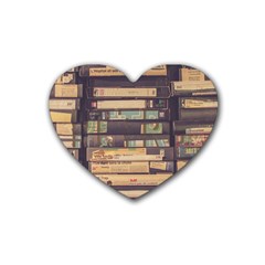 Books Antique Worn Spent Romance Rubber Heart Coaster (4 Pack) by uniart180623