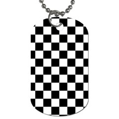 Black White Checker Pattern Checkerboard Dog Tag (two Sides)