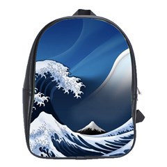 The Great Wave Off Kanagawa School Bag (large) by Grandong