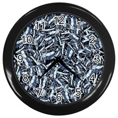 Cobalt Kaleidoscope Print Pattern Design Wall Clock (black) by dflcprintsclothing