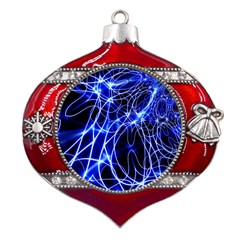 Lines Flash Light Mystical Fantasy Metal Snowflake And Bell Red Ornament