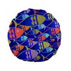 Sea Fish Illustrations Standard 15  Premium Flano Round Cushions