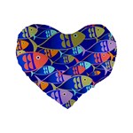 Sea Fish Illustrations Standard 16  Premium Flano Heart Shape Cushions Front