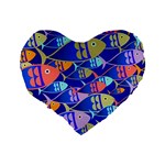 Sea Fish Illustrations Standard 16  Premium Flano Heart Shape Cushions Back