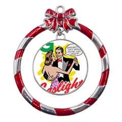 G Is For Gaslight Funny Dance1-01 Metal Red Ribbon Round Ornament by shoopshirt