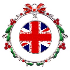 Union Jack London Flag Uk Metal X mas Wreath Ribbon Ornament