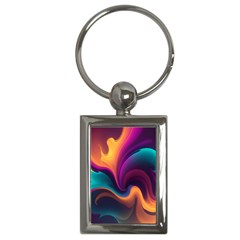 Abstract Colorful Waves Painting Key Chain (rectangle) by Simbadda