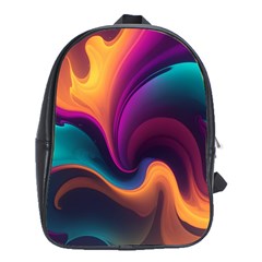 Abstract Colorful Waves Painting School Bag (xl)