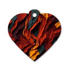 Abstract Colorful Waves Painting Art Dog Tag Heart (one Side) by Simbadda