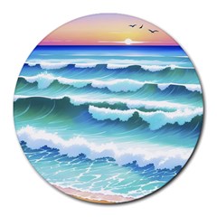 Ocean Sea Waves Beach Round Mousepad