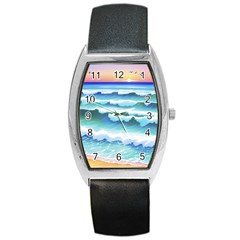 Ocean Sea Waves Beach Barrel Style Metal Watch