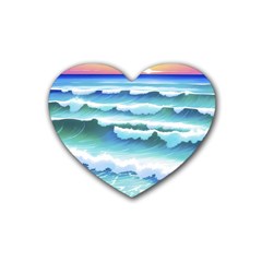 Ocean Sea Waves Beach Rubber Coaster (Heart)