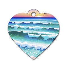 Ocean Sea Waves Beach Dog Tag Heart (Two Sides)