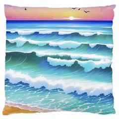 Ocean Sea Waves Beach Large Cushion Case (Two Sides)