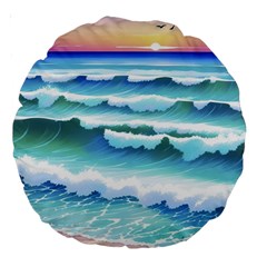 Ocean Sea Waves Beach Large 18  Premium Round Cushions