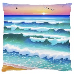 Ocean Sea Waves Beach Large Premium Plush Fleece Cushion Case (Two Sides)