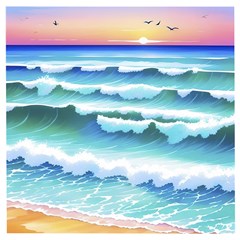 Ocean Sea Waves Beach Wooden Puzzle Square