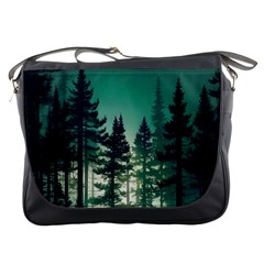 Magic Pine Forest Night Landscape Messenger Bag by Simbadda