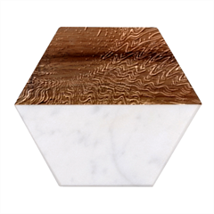 Wave Circle Ring Water Marble Wood Coaster (Hexagon) 