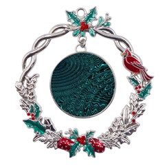 Wave Circle Ring Water Metal X mas Wreath Holly leaf Ornament