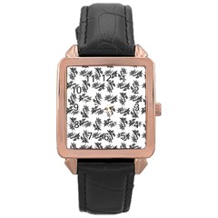 Alien Creatures Dance Pattern Rose Gold Leather Watch  by dflcprintsclothing