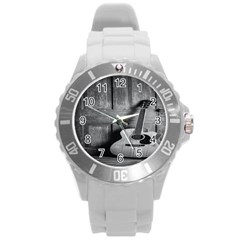 Acoustic Guitar Round Plastic Sport Watch (l)