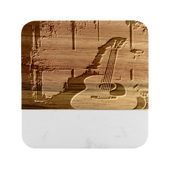 Acoustic Guitar Marble Wood Coaster (square) by artworkshop