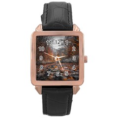 Breathe In Nature Background Rose Gold Leather Watch  by artworkshop