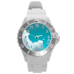 Clouds Hd Wallpaper Round Plastic Sport Watch (l)