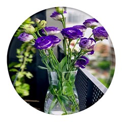 Cute Flower Wallpaper Round Glass Fridge Magnet (4 Pack) by artworkshop
