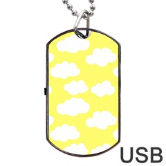 Cute Yellow White Clouds Dog Tag Usb Flash (two Sides) by ConteMonfrey