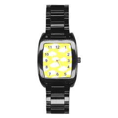 Cute Yellow White Clouds Stainless Steel Barrel Watch by ConteMonfrey