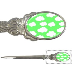 Green And White Cute Clouds  Letter Opener by ConteMonfrey