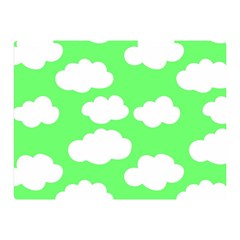 Green And White Cute Clouds  Two Sides Premium Plush Fleece Blanket (mini) by ConteMonfrey