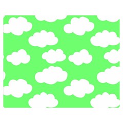 Green And White Cute Clouds  Two Sides Premium Plush Fleece Blanket (medium) by ConteMonfrey