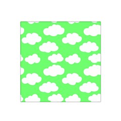 Green And White Cute Clouds  Satin Bandana Scarf 22  X 22  by ConteMonfrey