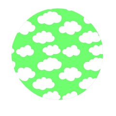 Green And White Cute Clouds  Mini Round Pill Box by ConteMonfrey