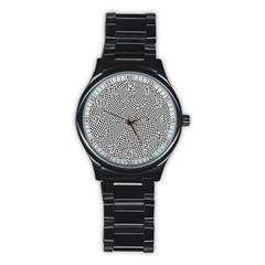 Geometric Noir Pattern Stainless Steel Round Watch by dflcprintsclothing