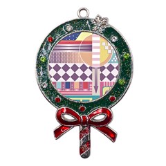 Abstract Shapes Colors Gradient Metal X mas Lollipop With Crystal Ornament