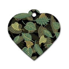 Autumn Fallen Leaves Dried Leaves Dog Tag Heart (two Sides) by Simbadda