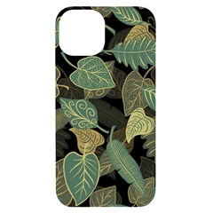 Autumn Fallen Leaves Dried Leaves Iphone 14 Black Uv Print Case by Simbadda