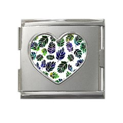 Leaves Watercolor Ornamental Decorative Design Mega Link Heart Italian Charm (18mm)