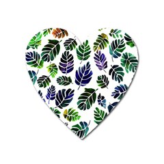 Leaves Watercolor Ornamental Decorative Design Heart Magnet by Simbadda