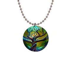 Tree Magical Colorful Abstract Metaphysical 1  Button Necklace