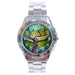 Tree Magical Colorful Abstract Metaphysical Stainless Steel Analogue Watch by Simbadda